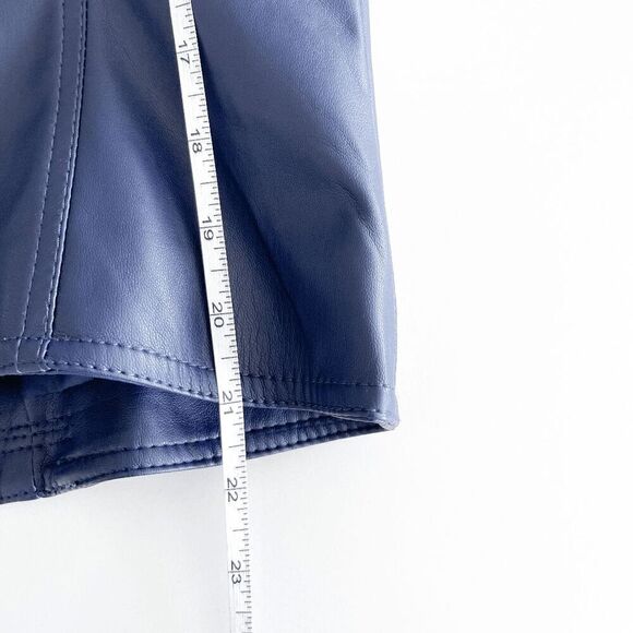 JustFab Womens Faux Leather Button Detail Cropped Jacket Navy Blue XS - Picture 7 of 7